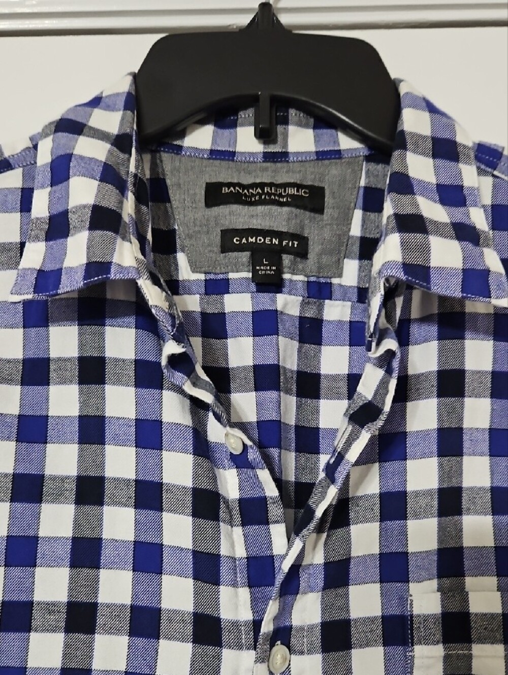 Banana Republic Blue, Black & White Gingham Button-Down Shirt